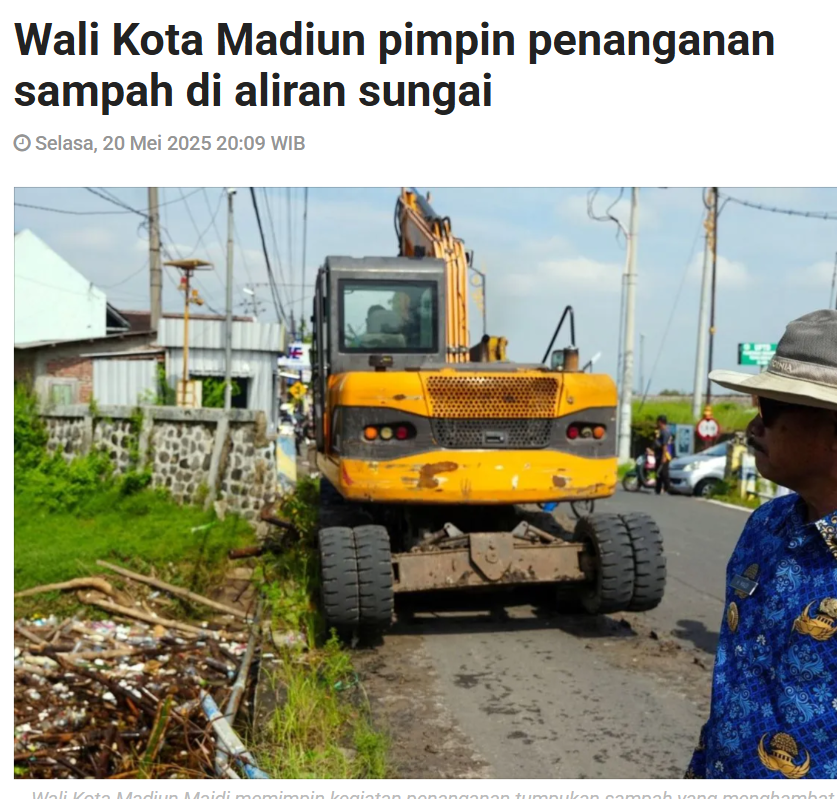 Wali Kota Madiun pimpin penanganan sampah di aliran sungai
