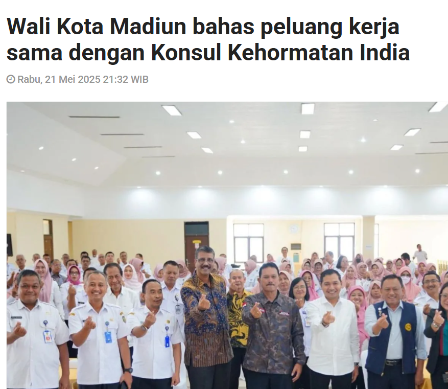 Wali Kota Madiun bahas peluang kerja sama dengan Konsul Kehormatan India