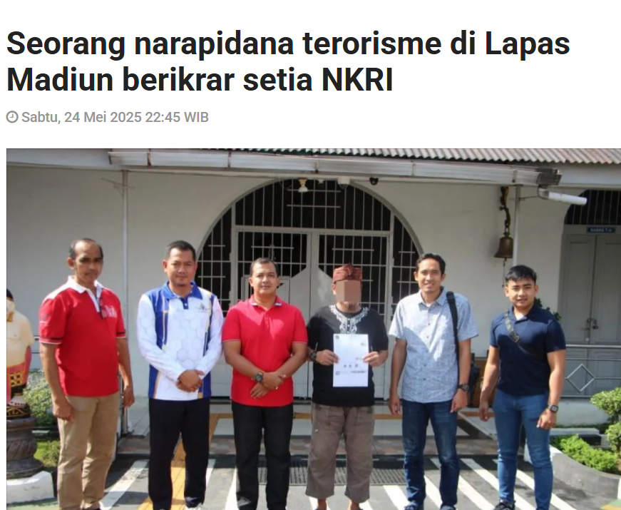 Seorang narapidana terorisme di Lapas Madiun berikrar setia NKRI