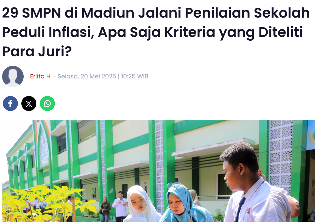 29 SMPN di Madiun Jalani Penilaian Sekolah Peduli Inflasi, Apa Saja Kriteria yang Diteliti Para Juri