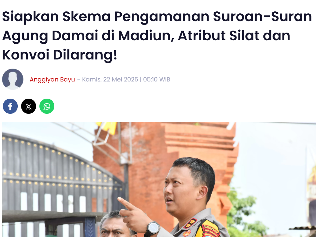 Siapkan Skema Pengamanan Suroan-Suran Agung Damai di Madiun, Atribut Silat dan Konvoi Dilarang