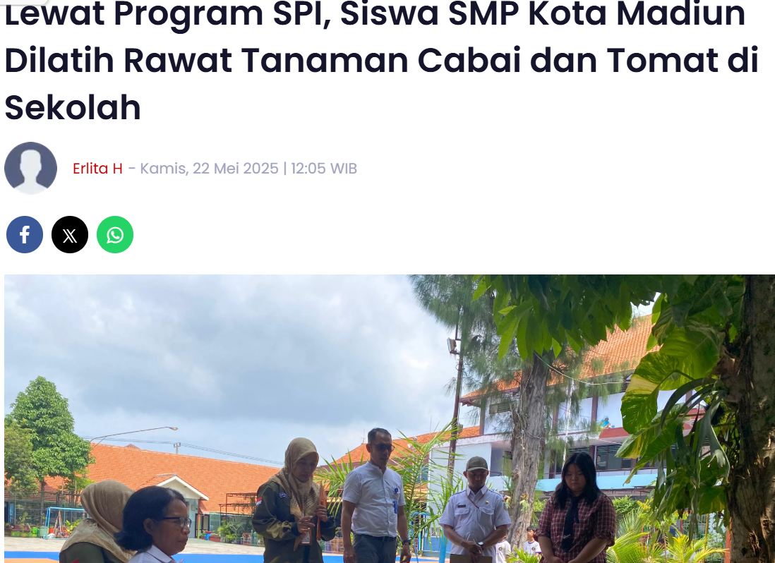 Lewat Program SPI, Siswa SMP Kota Madiun Dilatih Rawat Tanaman Cabai dan Tomat di Sekolah