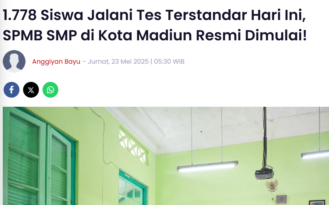 1.778 Siswa Jalani Tes Terstandar Hari Ini, SPMB SMP di Kota Madiun Resmi Dimulai