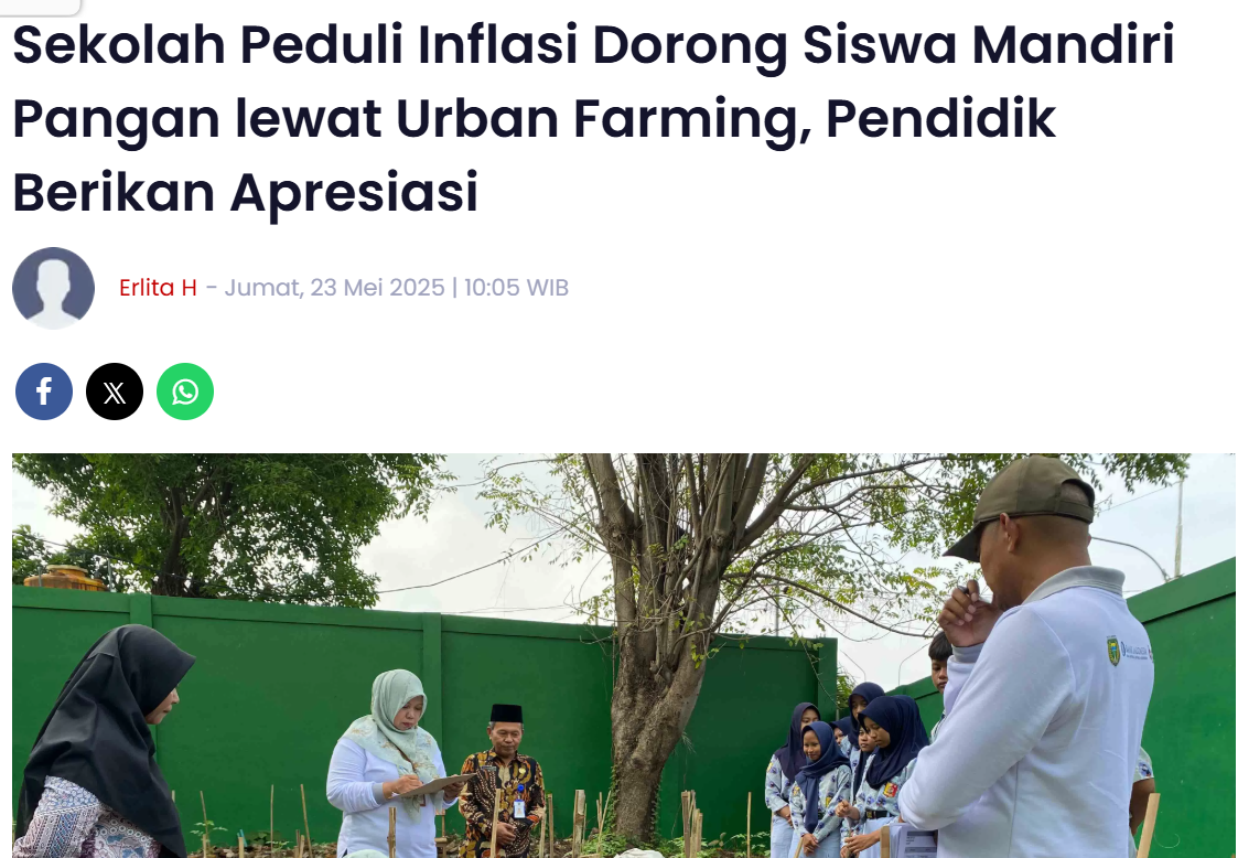 Sekolah Peduli Inflasi Dorong Siswa Mandiri Pangan lewat Urban Farming, Pendidik Berikan Apresiasi