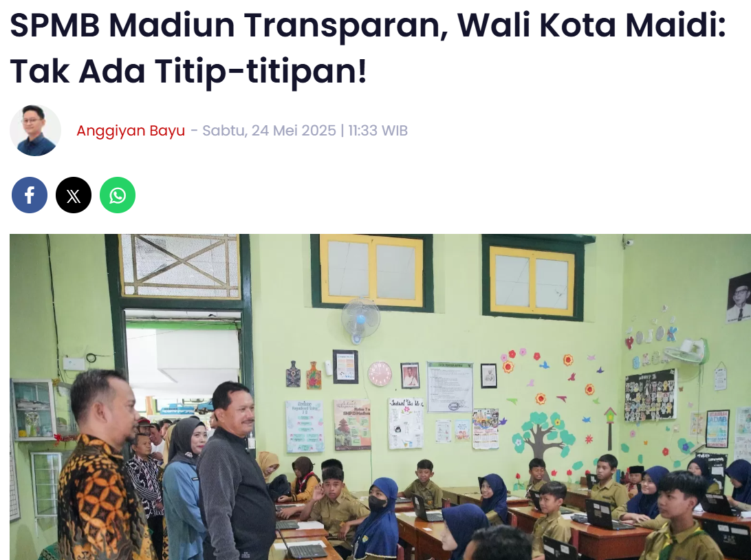 SPMB Madiun Transparan, Wali Kota Maidi: Tak Ada Titip-titipan
