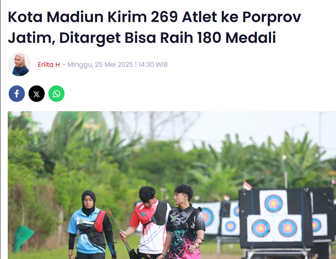 Kota Madiun Kirim 269 Atlet ke Porprov Jatim, Ditarget Bisa Raih 180 Medali