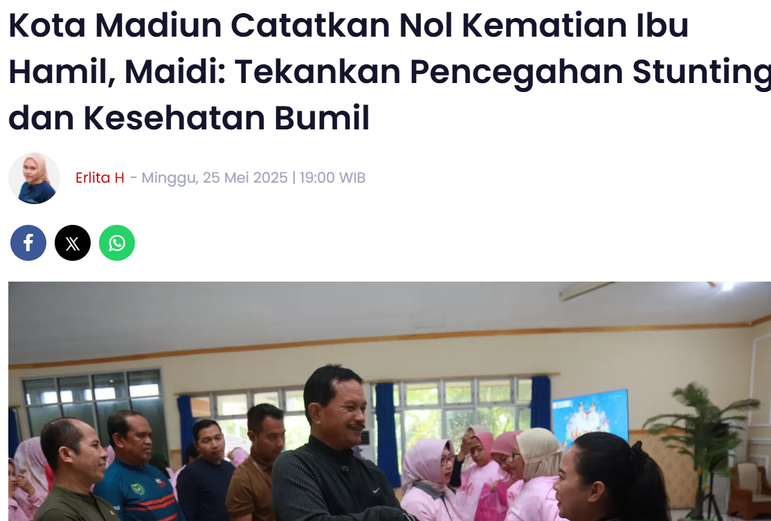 Kota Madiun Catatkan Nol Kematian Ibu Hamil, Maidi Tekankan Pencegahan Stunting dan Kesehatan Bumil
