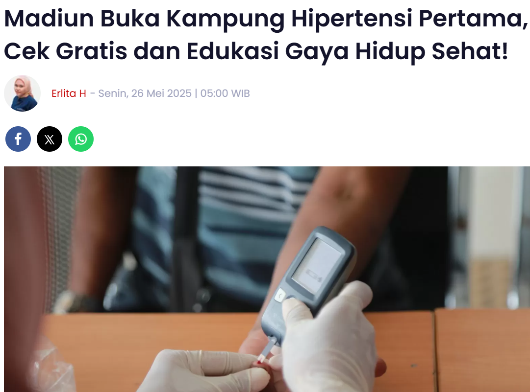 Madiun Buka Kampung Hipertensi Pertama, Cek Gratis dan Edukasi Gaya Hidup Sehat