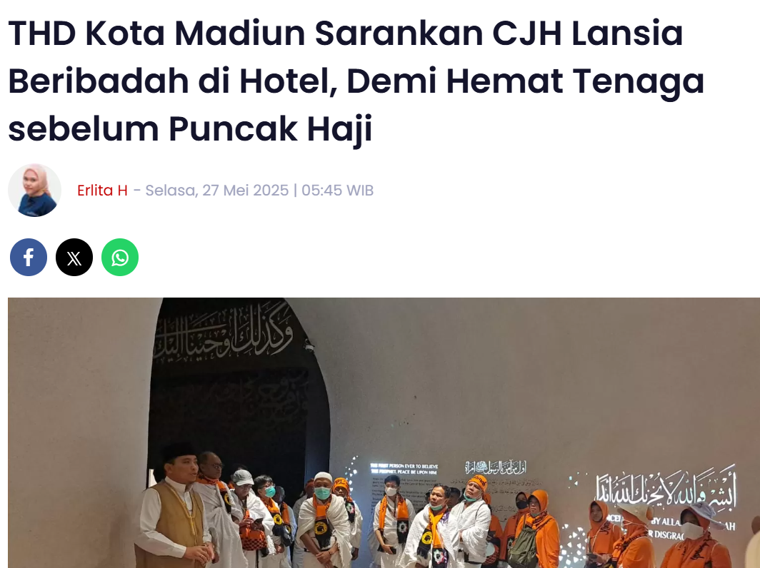 THD Kota Madiun Sarankan CJH Lansia Beribadah di Hotel, Demi Hemat Tenaga sebelum Puncak Haji