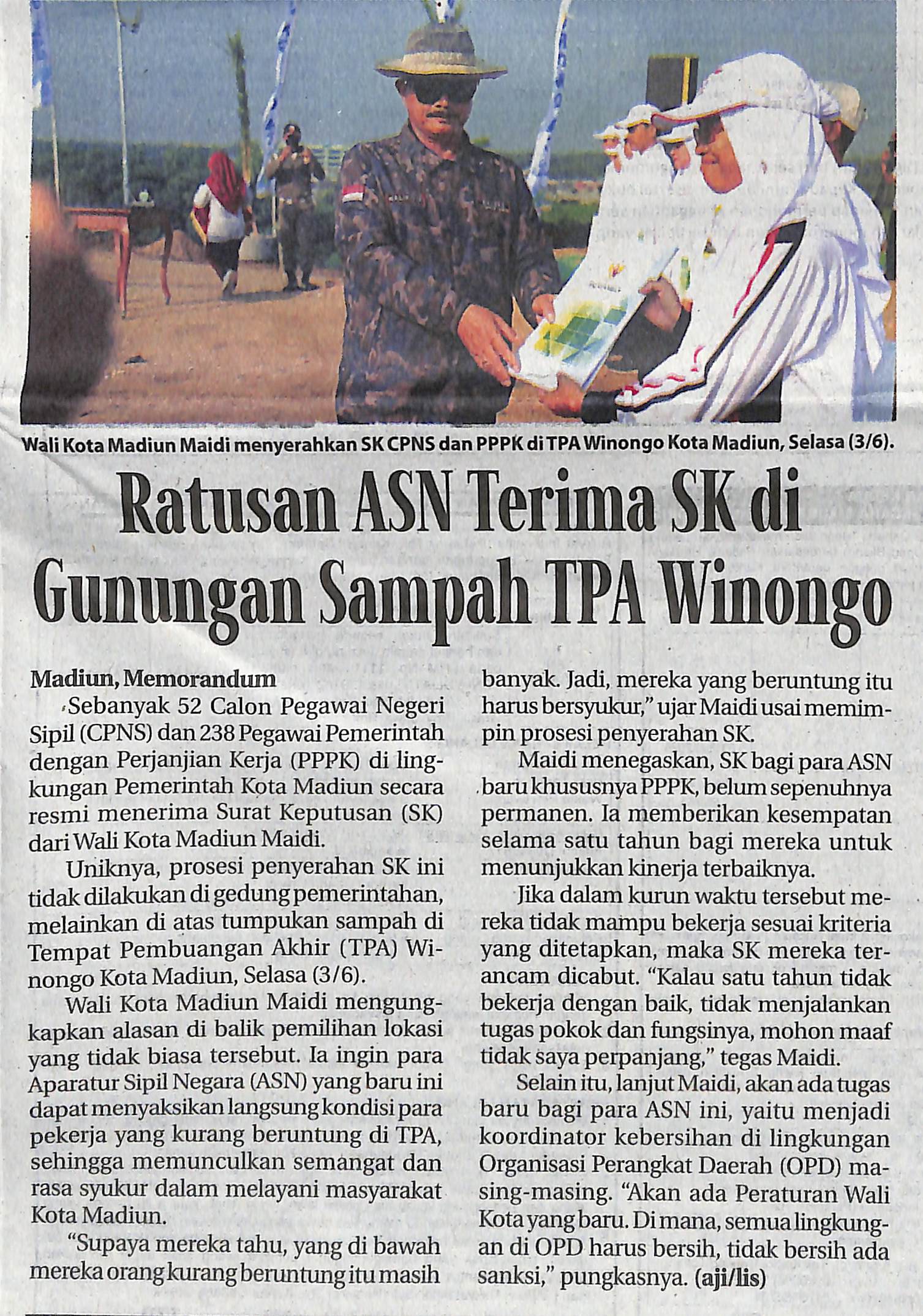 Ratusan ASN Terima SK di Gunungan Sampah TPA Winongo