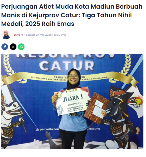Perjuangan Atlet Muda Kota Madiun Berbuah Manis di Kejurprov Catur, Tiga Tahun Nihil Medali, 2025 Raih Emas