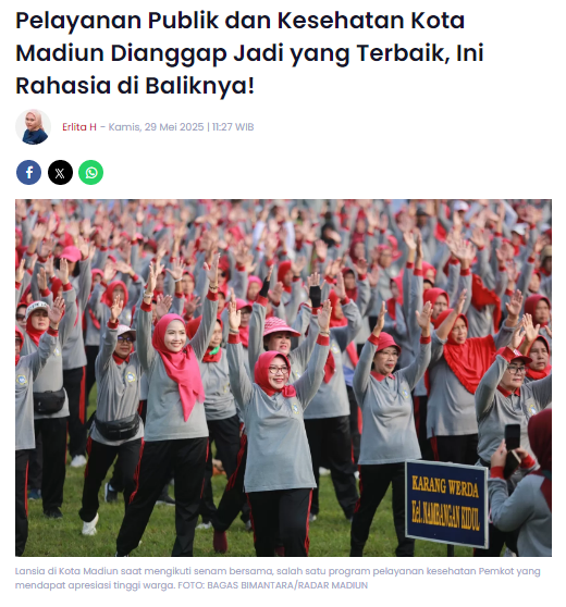 Pelayanan Publik dan Kesehatan Kota Madiun Dianggap Jadi yang Terbaik, Ini Rahasia di Baliknya