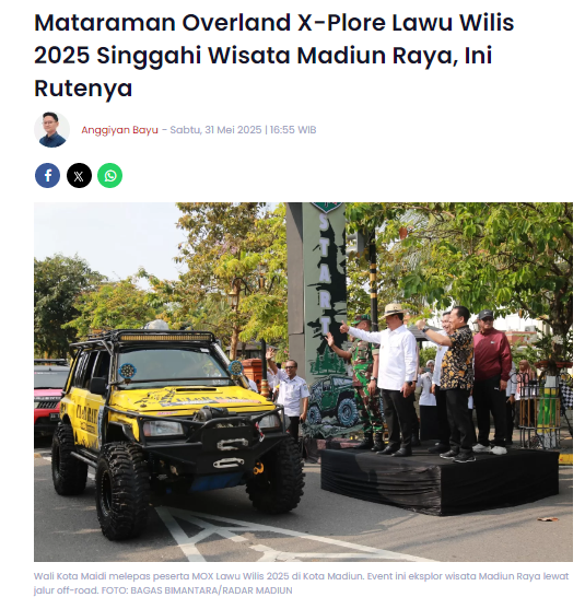 Mataraman Overland X-Plore Lawu Wilis 2025 Singgahi Wisata Madiun Raya, Ini Rutenya