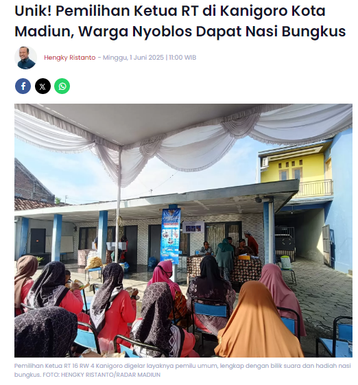 Unik, Pemilihan Ketua RT di Kanigoro Kota Madiun, Warga Nyoblos Dapat Nasi Bungkus