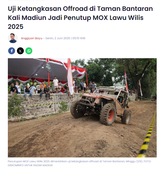 Uji Ketangkasan Offroad di Taman Bantaran Kali Madiun Jadi Penutup MOX Lawu Wilis 2025