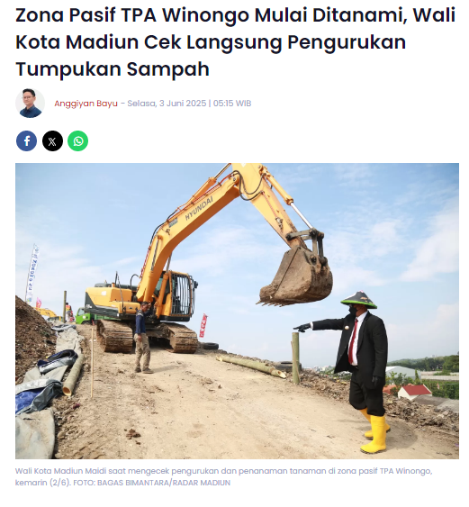 Zona Pasif TPA Winongo Mulai Ditanami, Wali Kota Madiun Cek Langsung Pengurukan Tumpukan Sampah