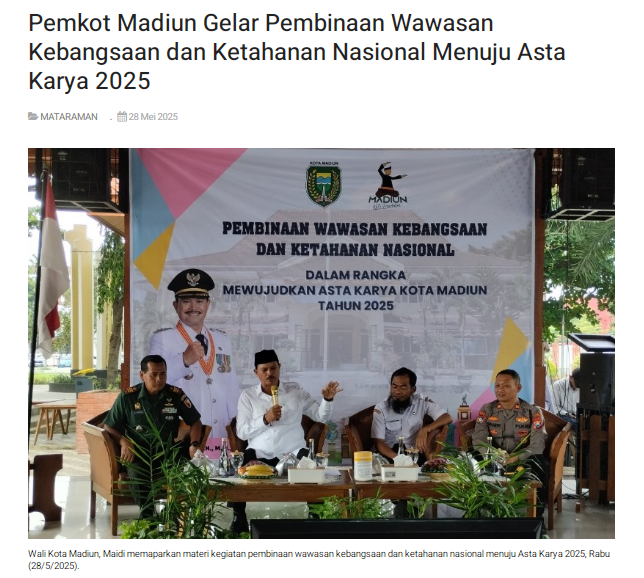 Pemkot Madiun Gelar Pembinaan Wawasan Kebangsaan dan Ketahanan Nasional Menuju Asta Karya 2025