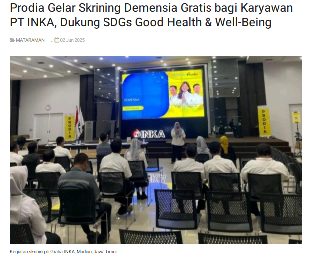 Prodia Gelar Skrining Demensia Gratis bagi Karyawan PT INKA, Dukung SDGs Good Health and Well Being