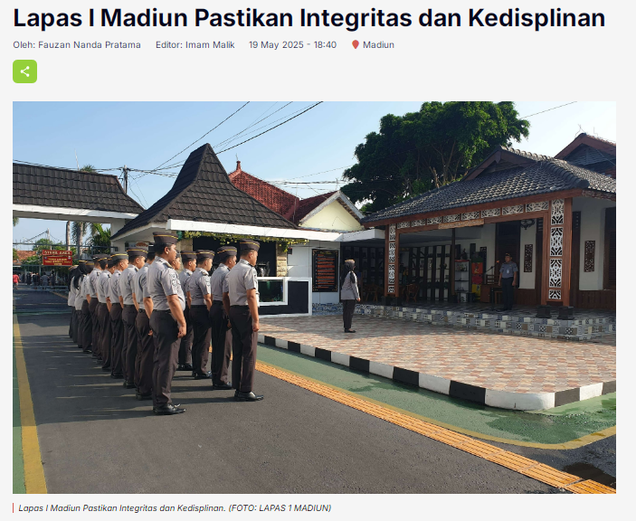 Lapas I Madiun Pastikan Integritas dan Kedisplinan
