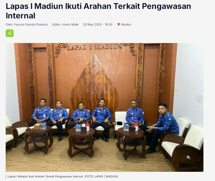 Lapas I Madiun Ikuti Arahan Terkait Pengawasan Internal