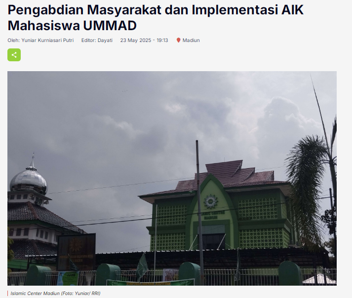 Pengabdian Masyarakat dan Implementasi AIK Mahasiswa UMMAD