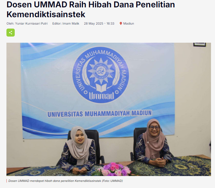 Dosen UMMAD Raih Hibah Dana Penelitian Kemendiktisainstek