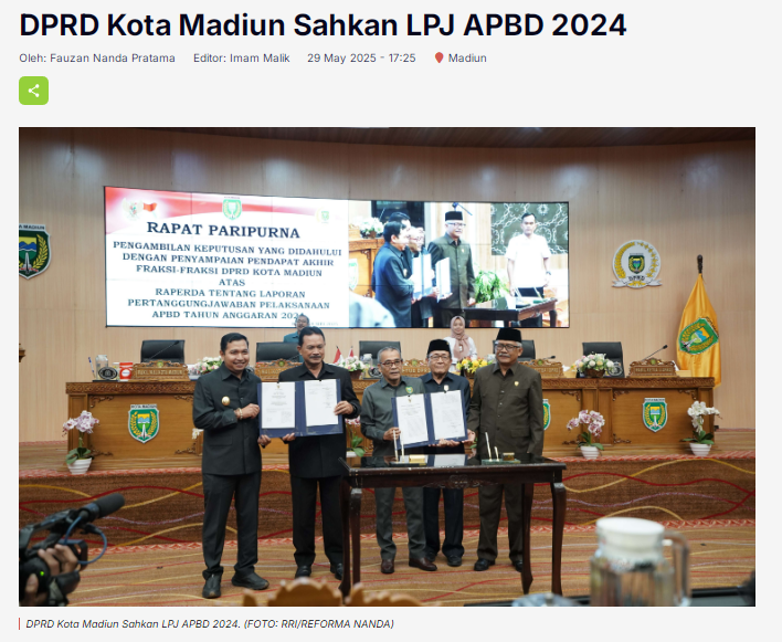DPRD Kota Madiun Sahkan LPJ APBD 2024