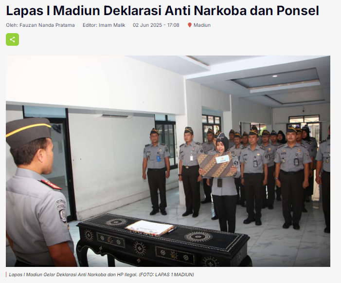 Lapas I Madiun Deklarasi Anti Narkoba dan Ponsel