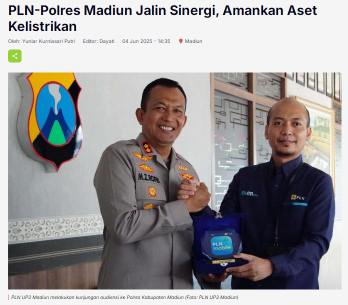 PLN-Polres Madiun Jalin Sinergi, Amankan Aset Kelistrikan