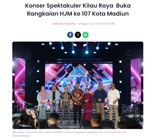 Konser Spektakuler Kilau Raya Buka Rangkaian HJM ke 107 Kota Madiun