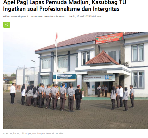 Apel Pagi Lapas Pemuda Madiun, Kasubbag TU Ingatkan soal Profesionalisme dan Intergritas
