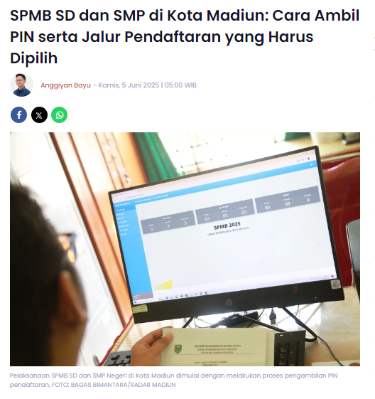 SPMB SD dan SMP di Kota Madiun, Cara Ambil PIN serta Jalur Pendaftaran yang Harus Dipilih