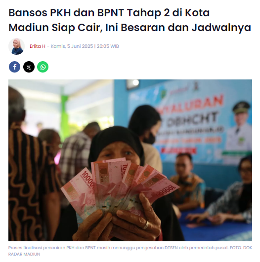 Bansos PKH dan BPNT Tahap 2 di Kota Madiun Siap Cair, Ini Besaran dan Jadwalnya