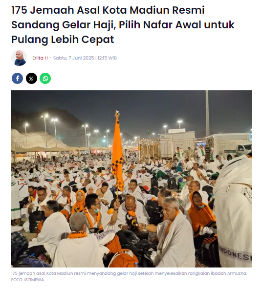 175 Jemaah Asal Kota Madiun Resmi Sandang Gelar Haji, Pilih Nafar Awal untuk Pulang Lebih Cepat