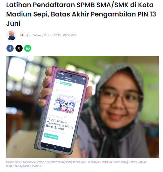 Latihan Pendaftaran SPMB SMA/SMK di Kota Madiun Sepi, Batas Akhir Pengambilan PIN 13 Juni