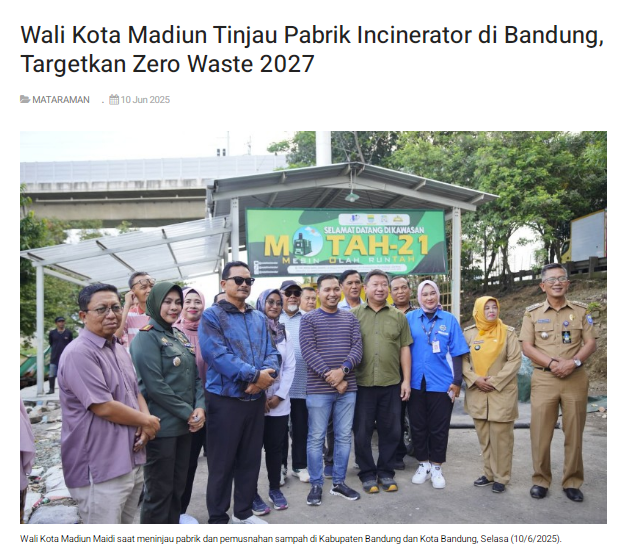Wali Kota Madiun Tinjau Pabrik Incinerator di Bandung, Targetkan Zero Waste 2027