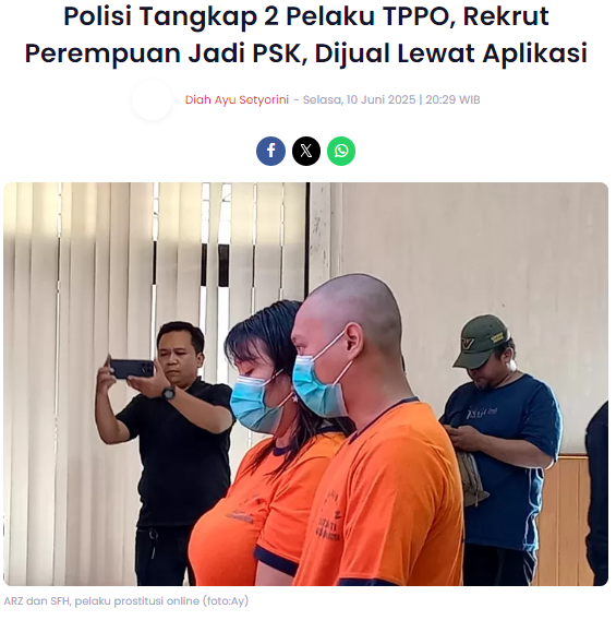 Polisi Tangkap 2 Pelaku TPPO, Rekrut Perempuan Jadi PSK, Dijual Lewat Aplikasi