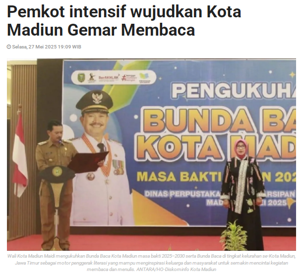Pemkot Intensif wujudkan Kota Madiun Gemar Membaca