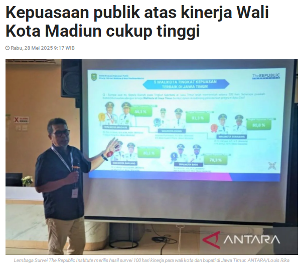 Kepuasaan Publik Atas Kinerja Wali Kota Madiun Cukup Tinggi