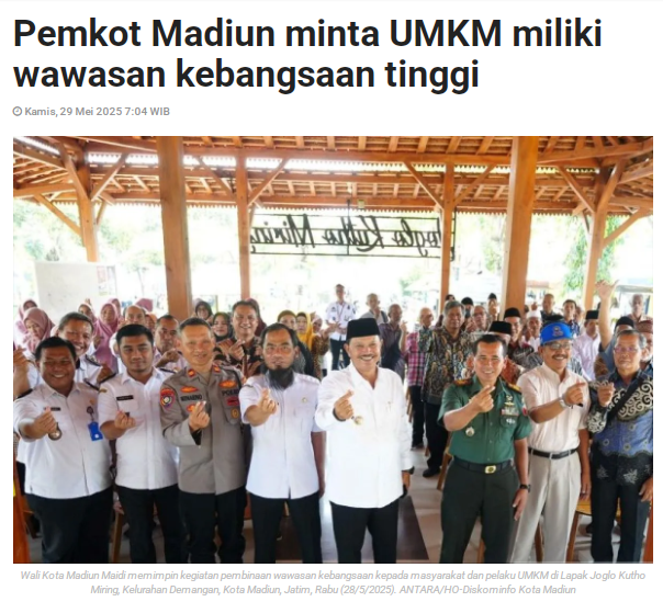 Pemkot Madiun Minta UMKM Miliki Wawasan Kebangsaan Tinggi