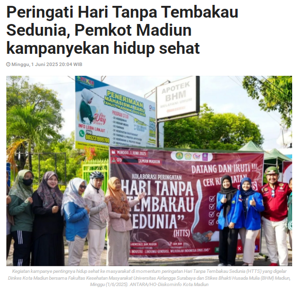 Peringati Hari Tanpa Tembakau Sedunia, Pemkot Madiun kampanyekan hidup sehat