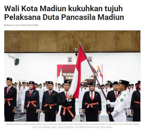 Wali Kota Madiun kukuhkan tujuh Pelaksana Duta Pancasila Madiun