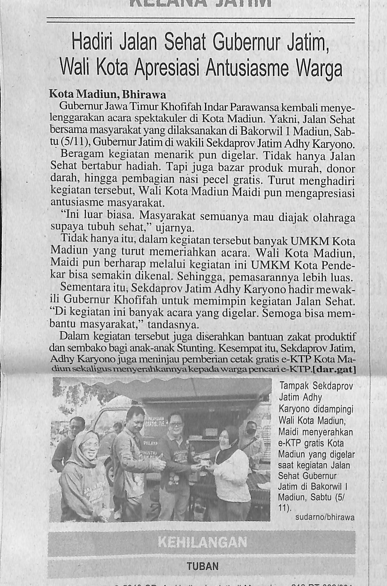 Hadiri Jalan Sehat Gubernur Jatim, Walikota Apresiasi Antusiasme Warga