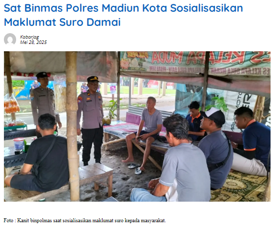 Sat Binmas Polres Madiun Kota Sosialisasikan Maklumat Suro Damai