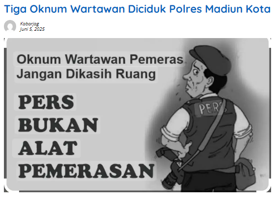 Tiga Oknum Wartawan Diciduk Polres Madiun Kota