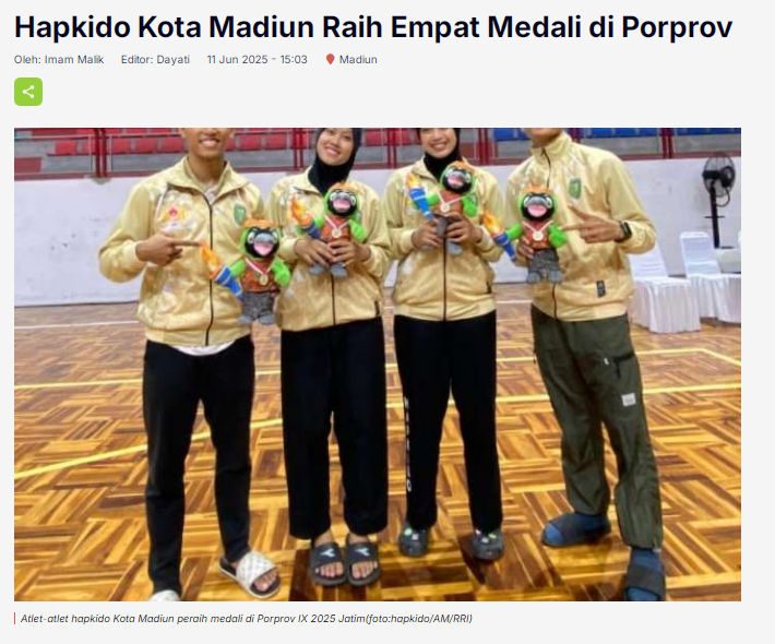 Hapkido Kota Madiun Raih Empat Medali di Porprov