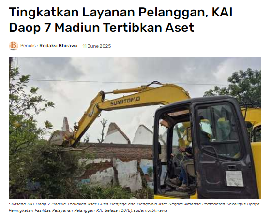 Tingkatkan Layanan Pelanggan, KAI Daop 7 Madiun Tertibkan Aset
