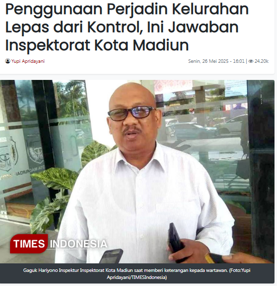 Penggunaan Perjadin Kelurahan Lepas dari Kontrol, Ini Jawaban Inspektorat Kota Madiun
