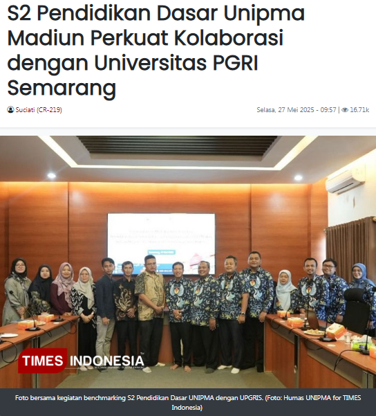 S2 Pendidikan Dasar Unipma Madiun Perkuat Kolaborasi dengan Universitas PGRI Semarang