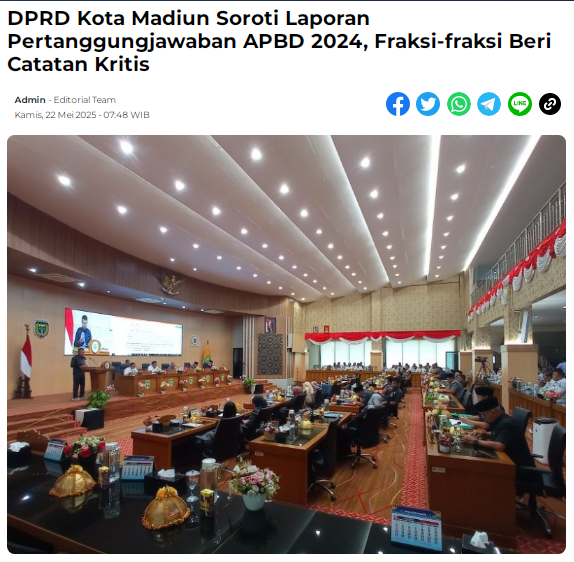 DPRD Kota Madiun Soroti Laporan Pertanggungjawaban APBD 2024, Fraksi-fraksi Beri Catatan Kritis